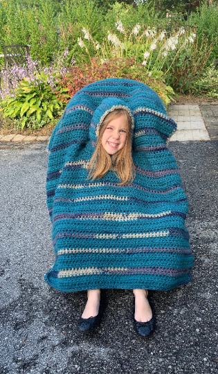 Car seat on sale poncho. Children Winterwear. Stroller poncho. Blue Zig-Zag. Chevron. Hooded blanket. Zippered poncho.