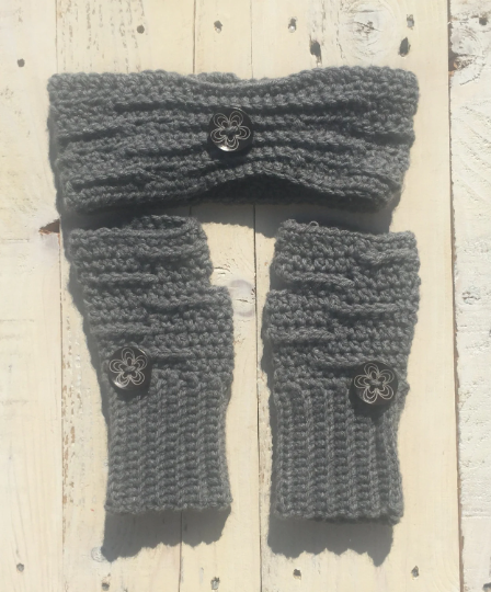 Women's fingerless gloves pattern, ear warmer pattern, crochet headband, crochet ear warmer, crochet fingerless gloves, crochet pattern