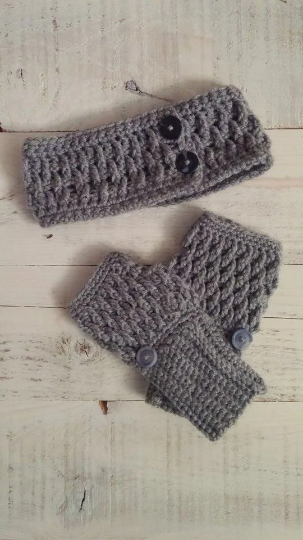 Women's fingerless gloves pattern, ear warmer pattern, crochet headband, crochet ear warmer, crochet fingerless gloves, crochet pattern